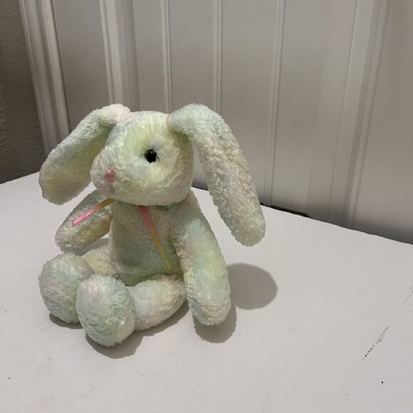 Fiesta 8" Rainbow Tie Dyed Bean Bag Kohair Bunny Rabbit Floppy Ears Plush Toy - Picture 6 of 10